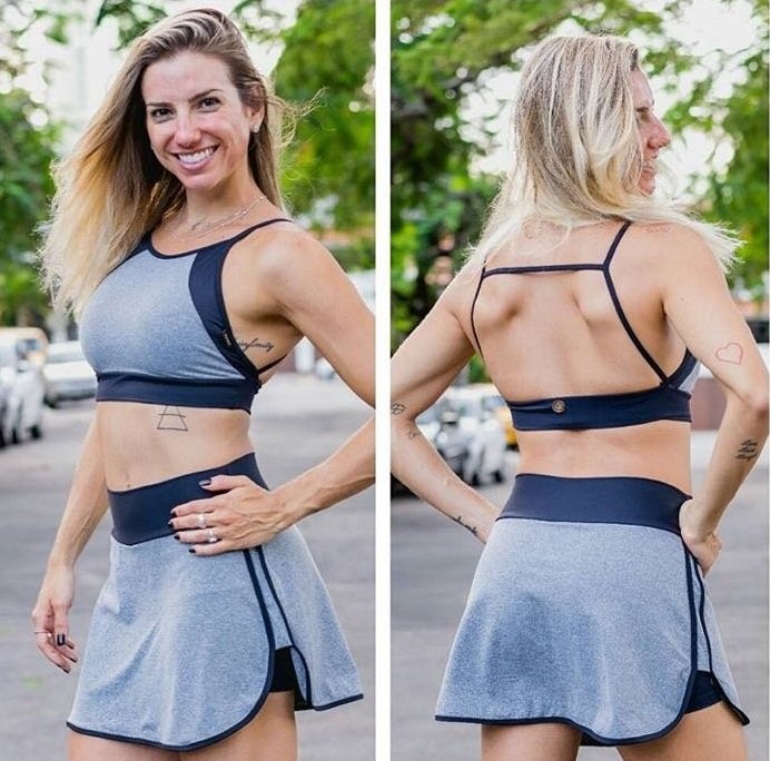 top full cross com short saia